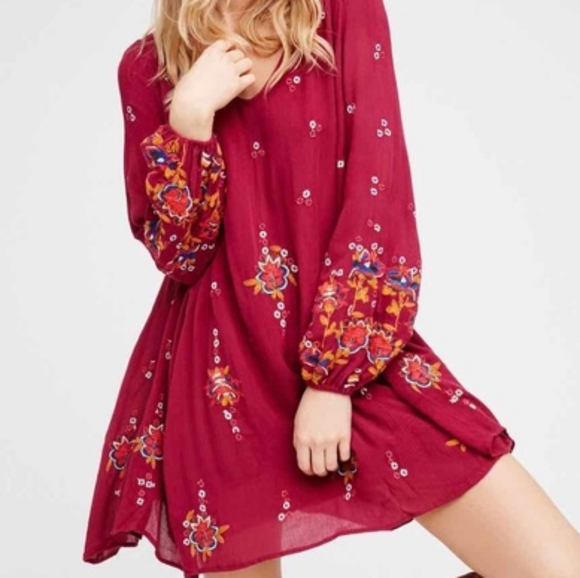 Free People Oxford embroidered mini dress with pockets - Picture 1 of 6